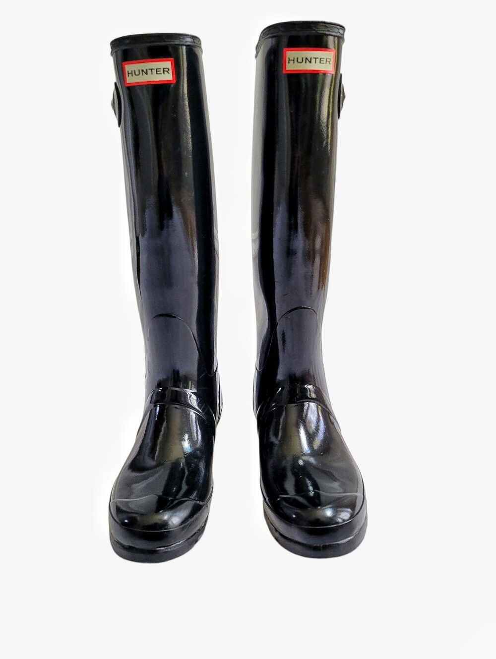 Hunter Original Tall Gloss Rain Boots Black Waterproof Wellies Women's Size 8